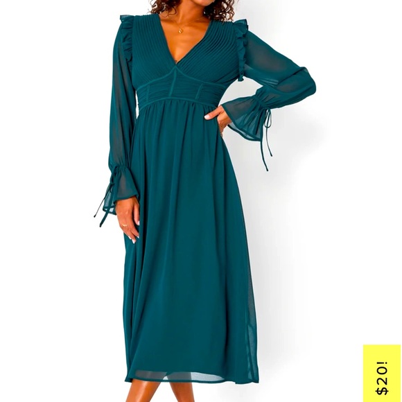 Lulus Dresses & Skirts - Lulu's Teal Long Sleeve Dress size large nwt